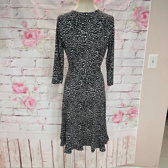 🔥🔥5 for $25🔥🔥 Leota Cheetah Print Wrap Top Tie Waist Slip-On Long Sleeve Dress - Picture 4 of 8